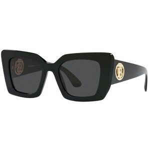 Burberry Black Oversized Square Sunglasses with Gold TB Emblem with case